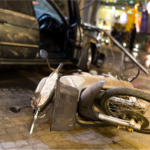 Motorcycle wreck due to accident